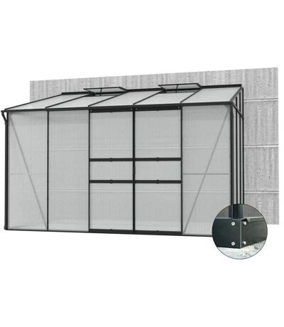 Serre de jardin en polycarbonate 4 mm et aluminium noir avec embase Ida 201. x 324.30 x 220.80 cm