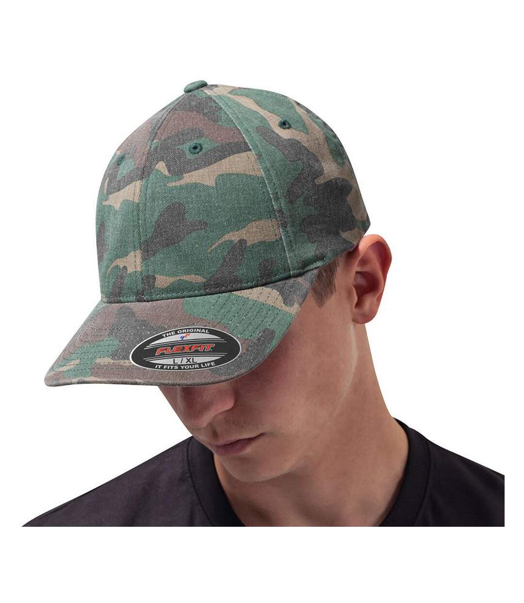 Casquette baseball adulte unisexe vert camouflage Flexfit-3