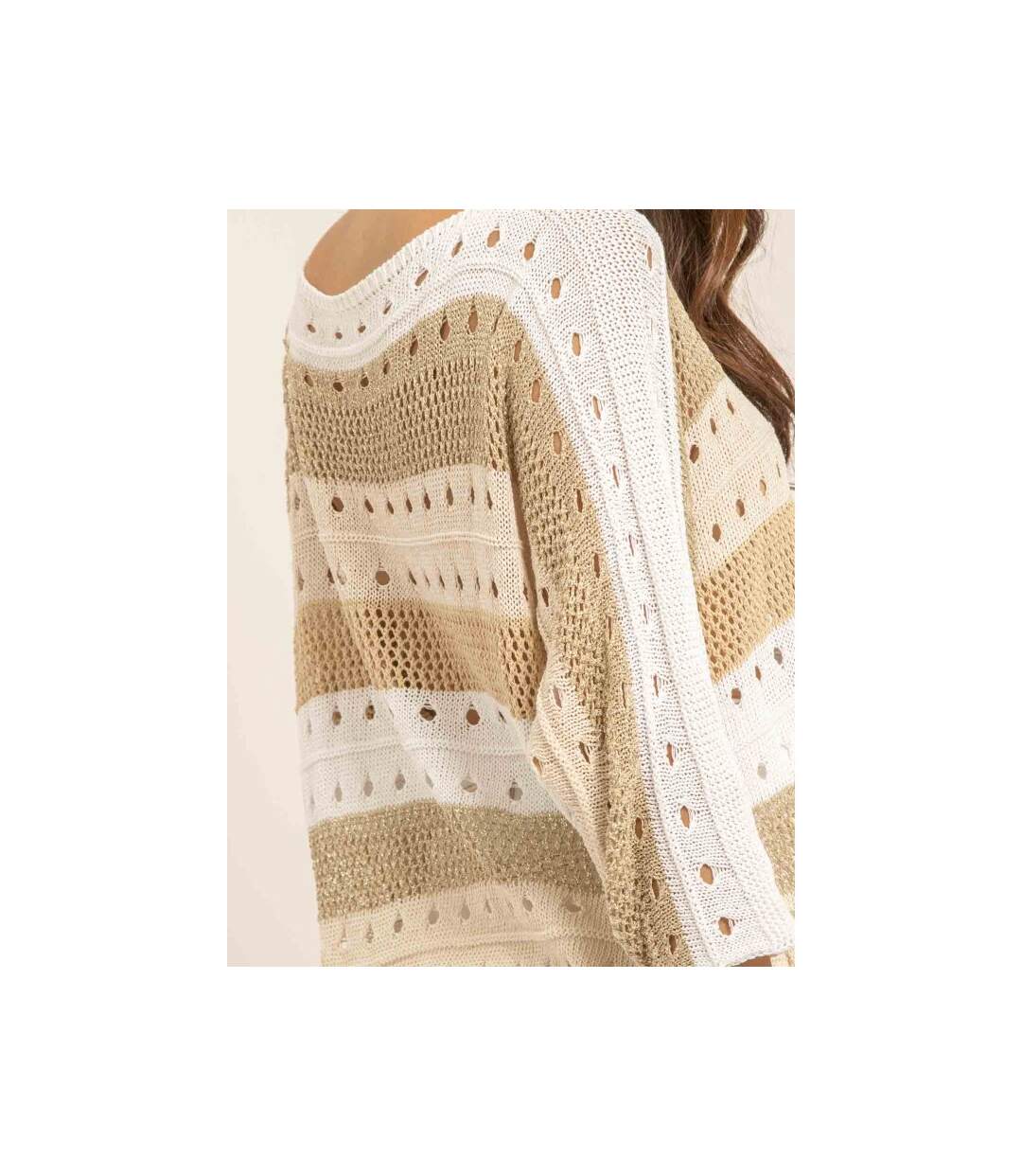 Pull léger maille ajourée KARLA - Dona X Lisa-3