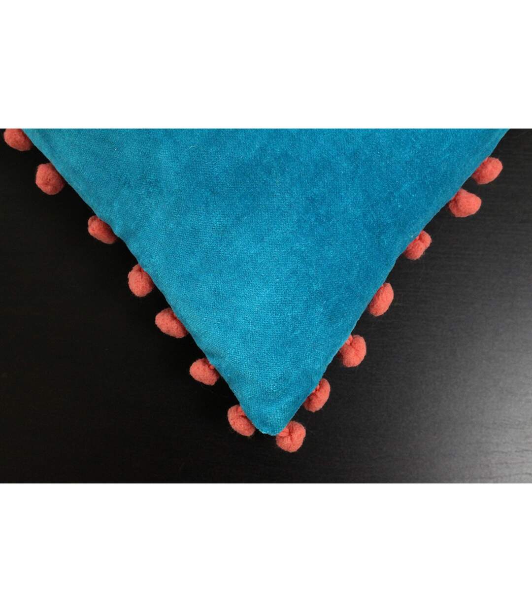 Riva Home Velvet Pompom Cushion Cover (Teal/Coral) - UTRV919