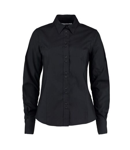 Kustom Kit Womens/Ladies City Business Plain Tailored Long-Sleeved Blouse (Black) - UTRW9737