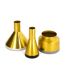Lot de 3 Vases Déco Culture 16cm Blanc & Or-1