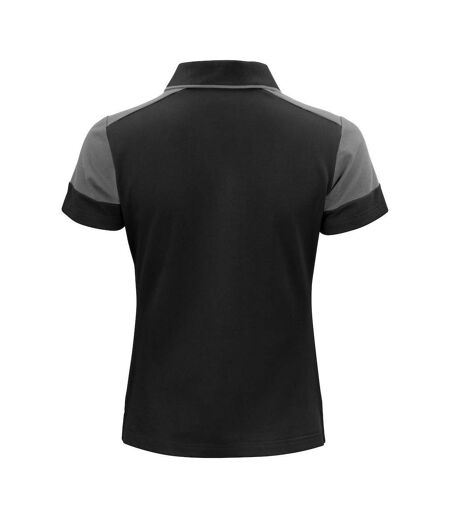 Womens/ladies Polo Shirt Black Anthracite Printer PRIME