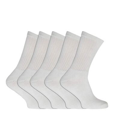 Mens Plain Sports Socks (Pack Of 5) (White) - UTMB122