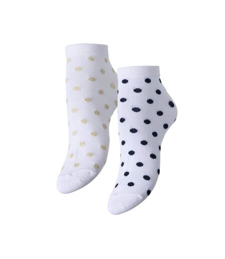 X2 paires de chaussettes blanches/pois femme pieces claura - taille unique