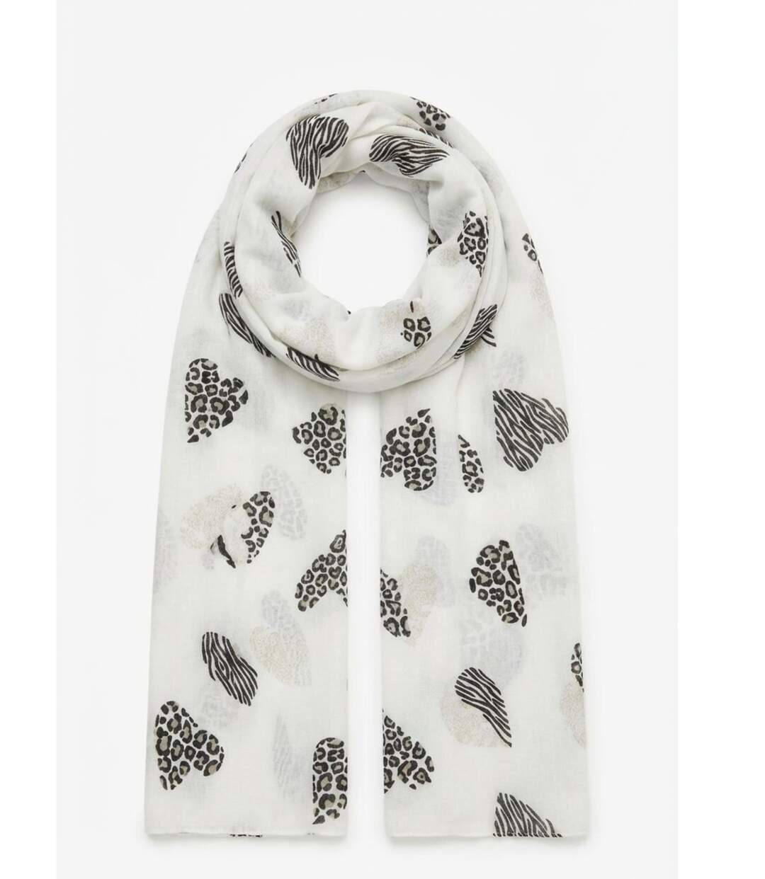 Foulard léger coeur léopard pour femme - Couleur beige-2