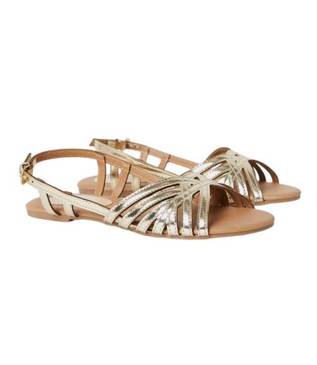 Womens/ladies lattice sling back flat sandals gold Dorothy Perkins