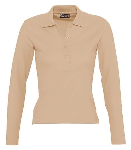 Polo manches longues - Femme - 11317 - beige sable