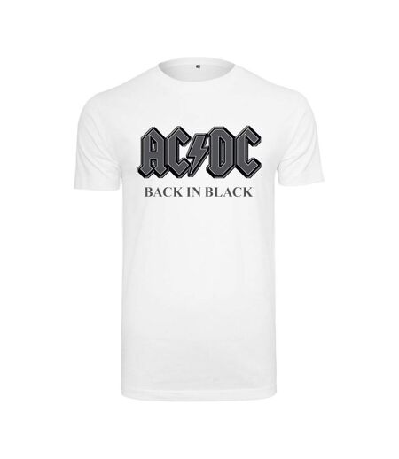 Mens Back In Black Ac/dc T-shirt Blanc MerchCode
