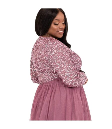Robe Portefeuille Manches Longues Femme Rose Deluxe