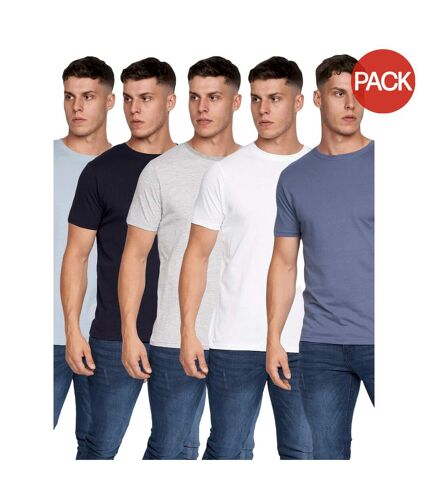 Pack of 5  Mens errington t-shirt  light blue/black/grey marl/white/navy Duck and Cover