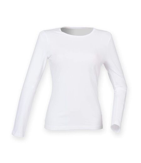 T-shirt À Manches Longues Femme Blanc Skinni Fit