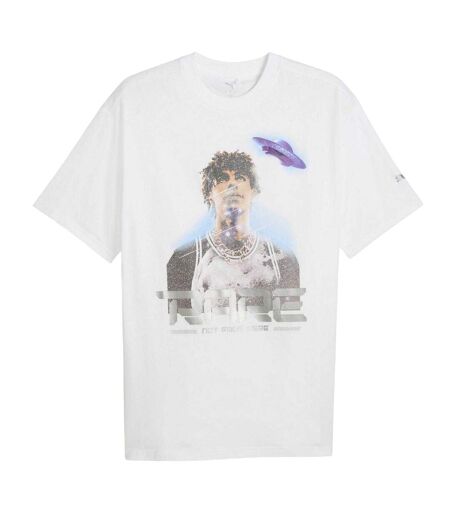 Mens Lamelo Ball Ufo Metallic Relaxed Fit T-shirt  White Puma