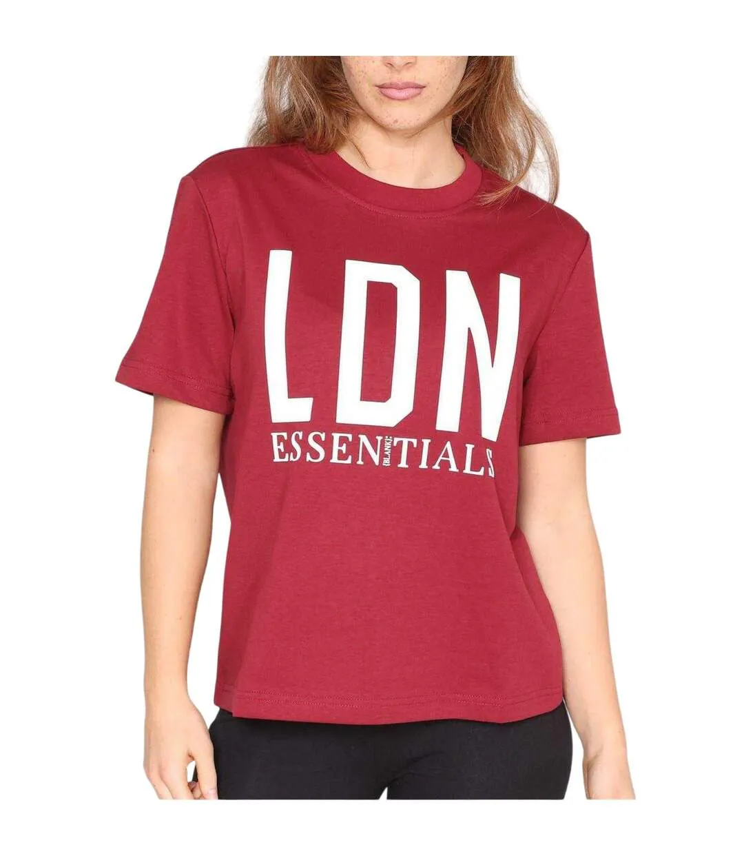 Womens/ladies London Oversized T-shirt Burgundy Blank Essentials-4
