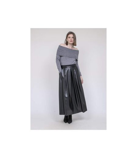 Jupe longue plissée en simili cuir XOLLITA - Dona X Lisa