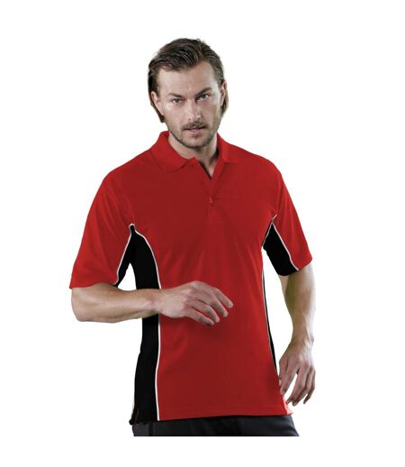 Gamegear® Mens Track Pique Short Sleeve Polo Shirt Top (Red/Black/White) - UTBC412