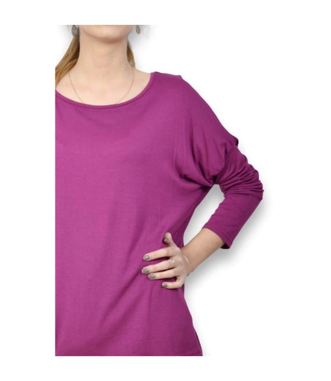 Tee shirt  femme manches longues de couleur prune-4