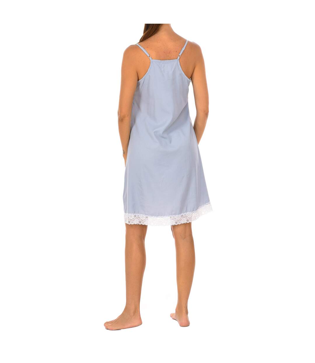 JJBCH1510 Women's Round Neck Buttoned Strappy Nightgown-3