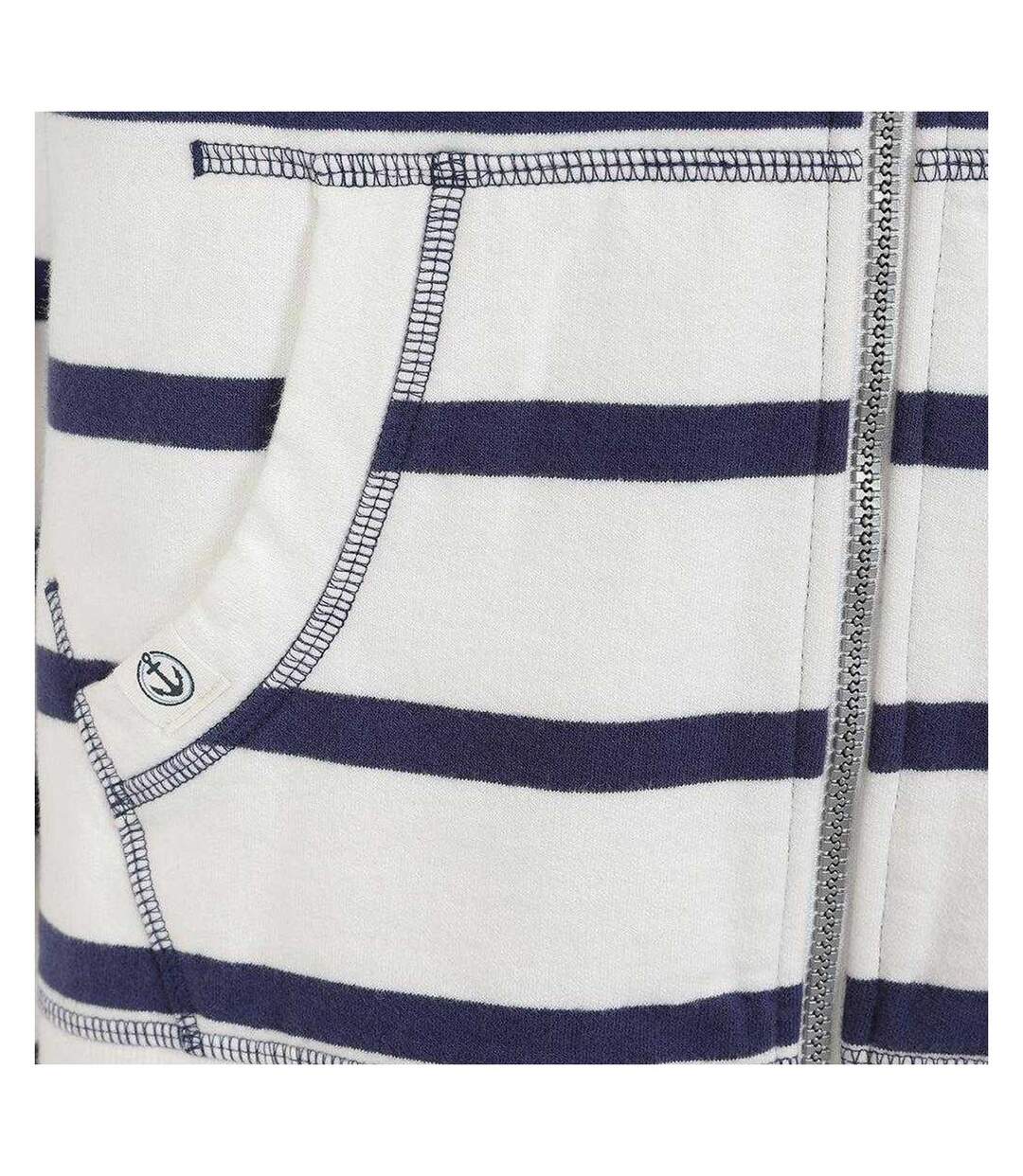 Womens/ladies Striped Full Zip Hoodie Twilight Lazy Jacks-4