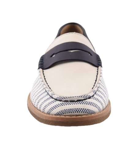 Mocassins Port Driving Femme Blanc Bleu Marine Sperry