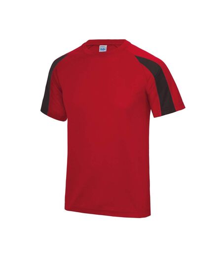 AWDis Cool Mens Contrast Moisture Wicking T-Shirt (Fire Red/Jet Black)