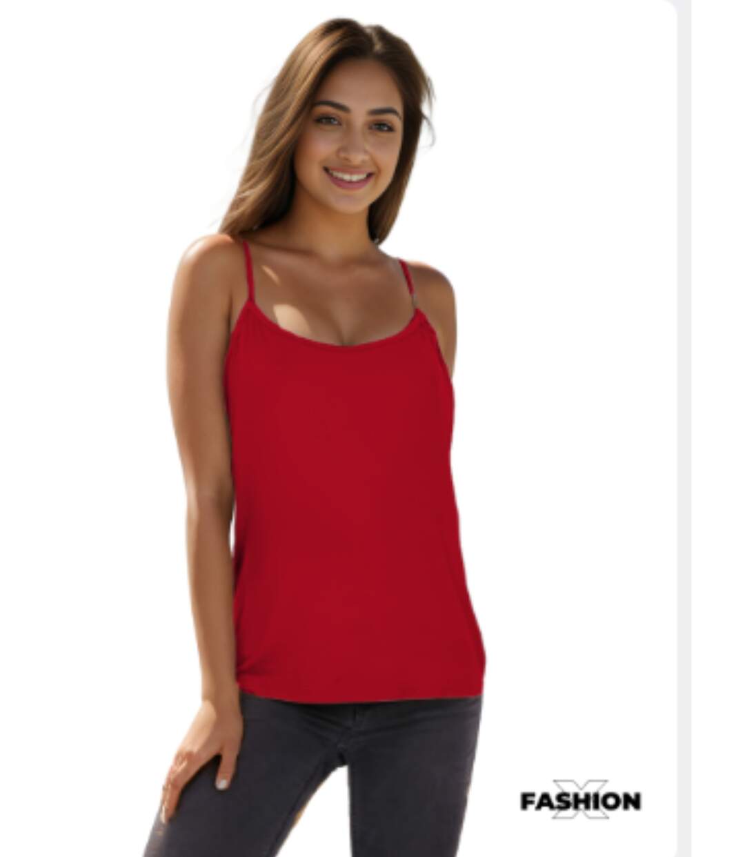 Débardeur Femme Tendance - Top à fines Bretelles  - Rouge-1