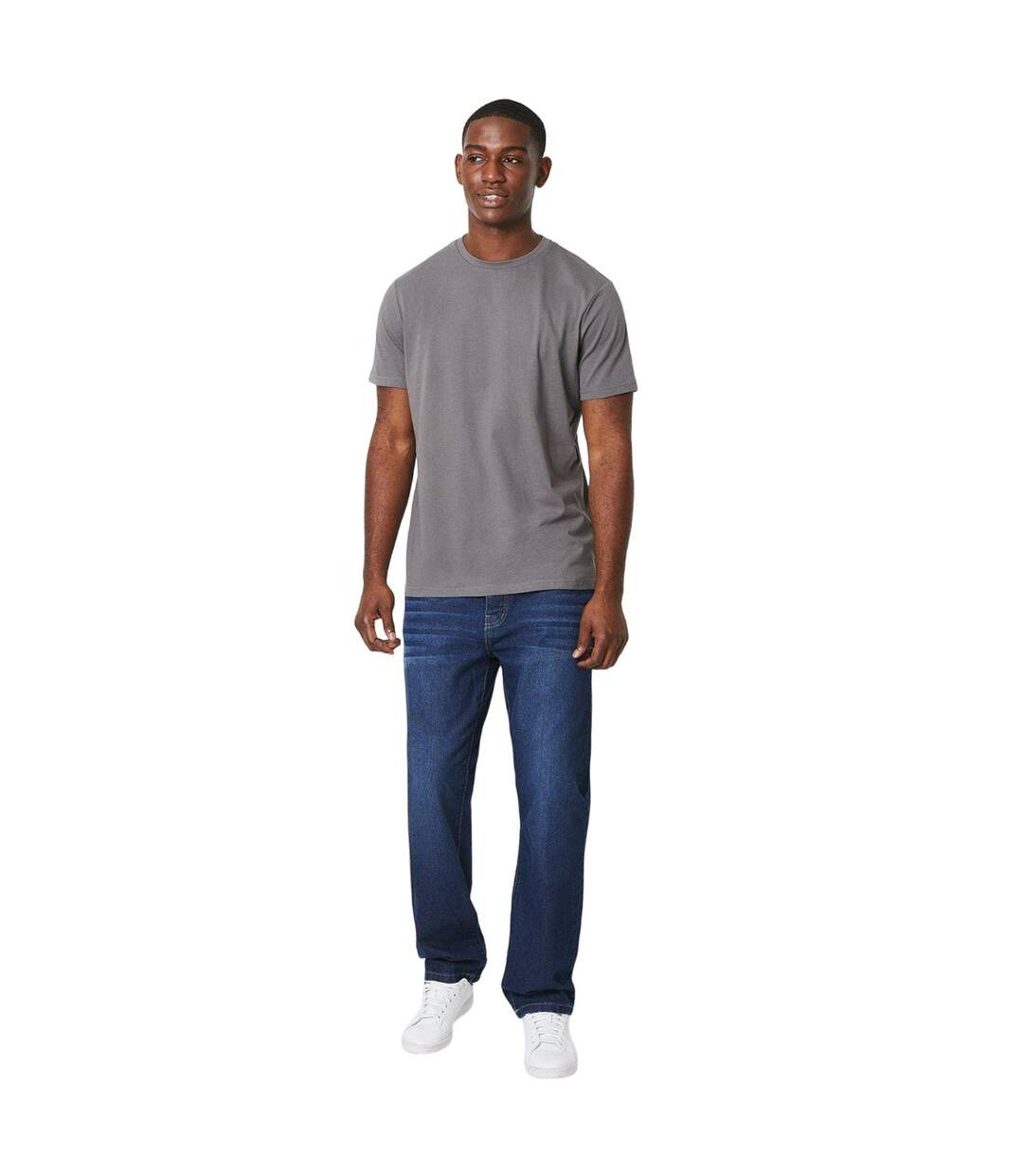 Mens plain cotton crew neck t-shirt mid grey Maine-3