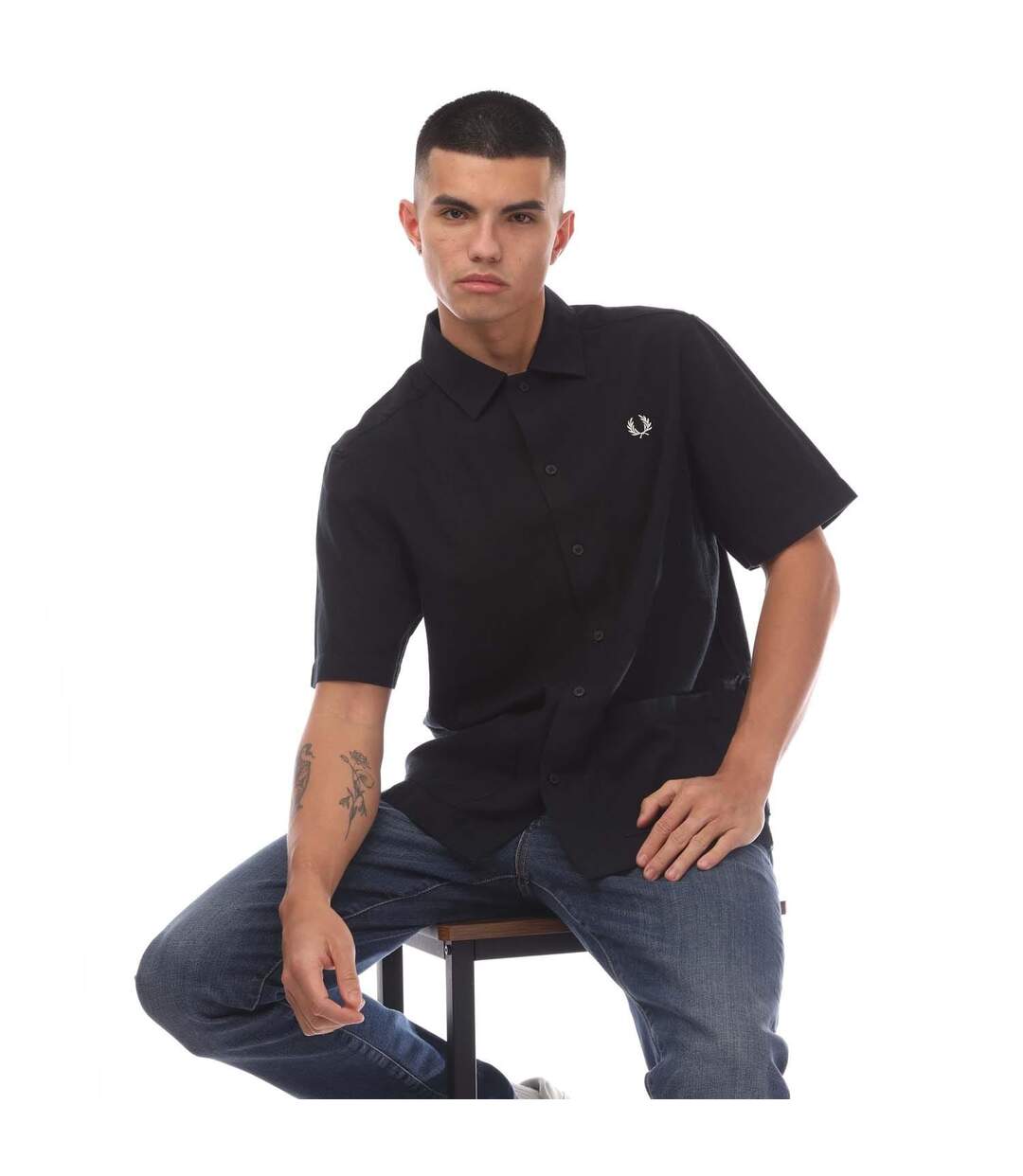 Chemise homme noir Fred Perry-4
