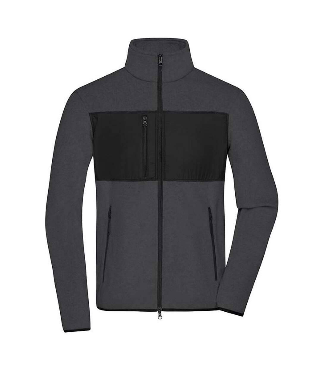 Veste polaire manches longues - Homme - JN1312 - gris foncé mélange-1