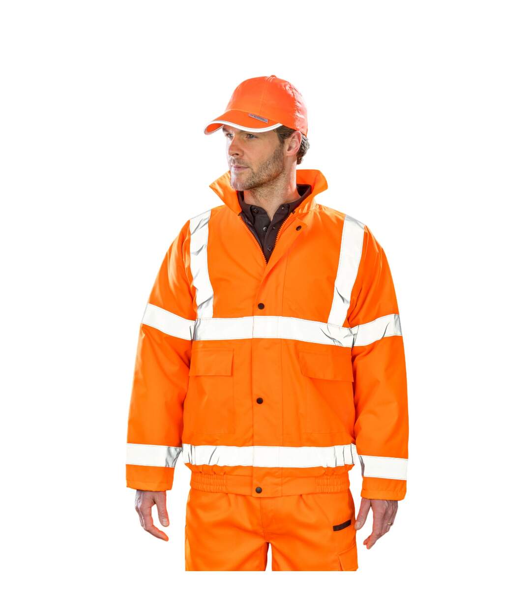 Mens hi-vis winter blouson jacket orange SAFE-GUARD by Result-2