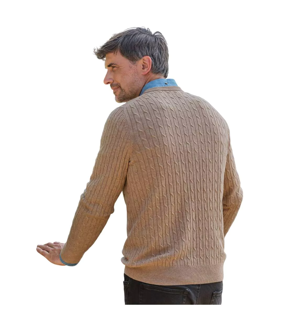 Chandail À Col Roulé En Tricot Torsadé En Cachemire Et En Mérinos Pour Hommes Lin WoolOvers-2