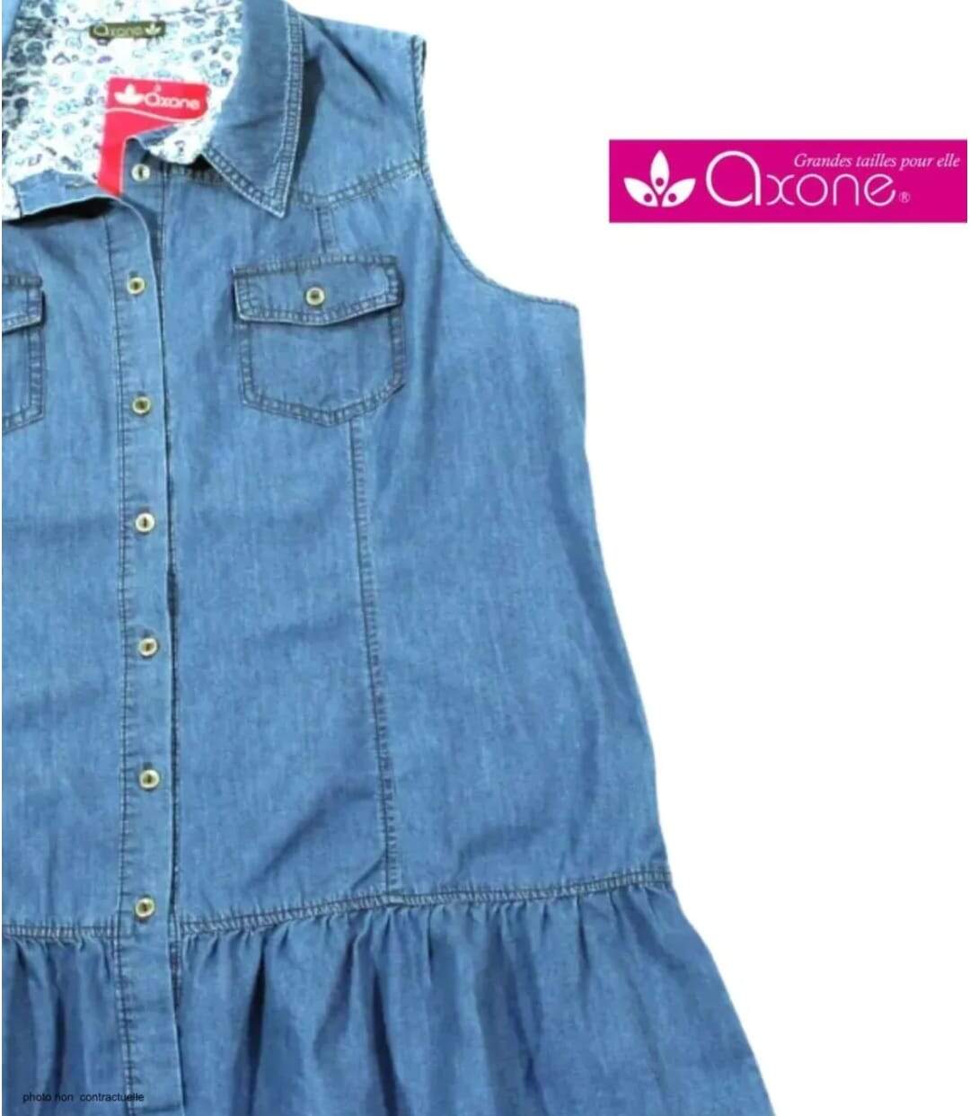 Axone Denim-Confort Tunique en jean bleu coupe ample pour un style quotidien 100% coton-4
