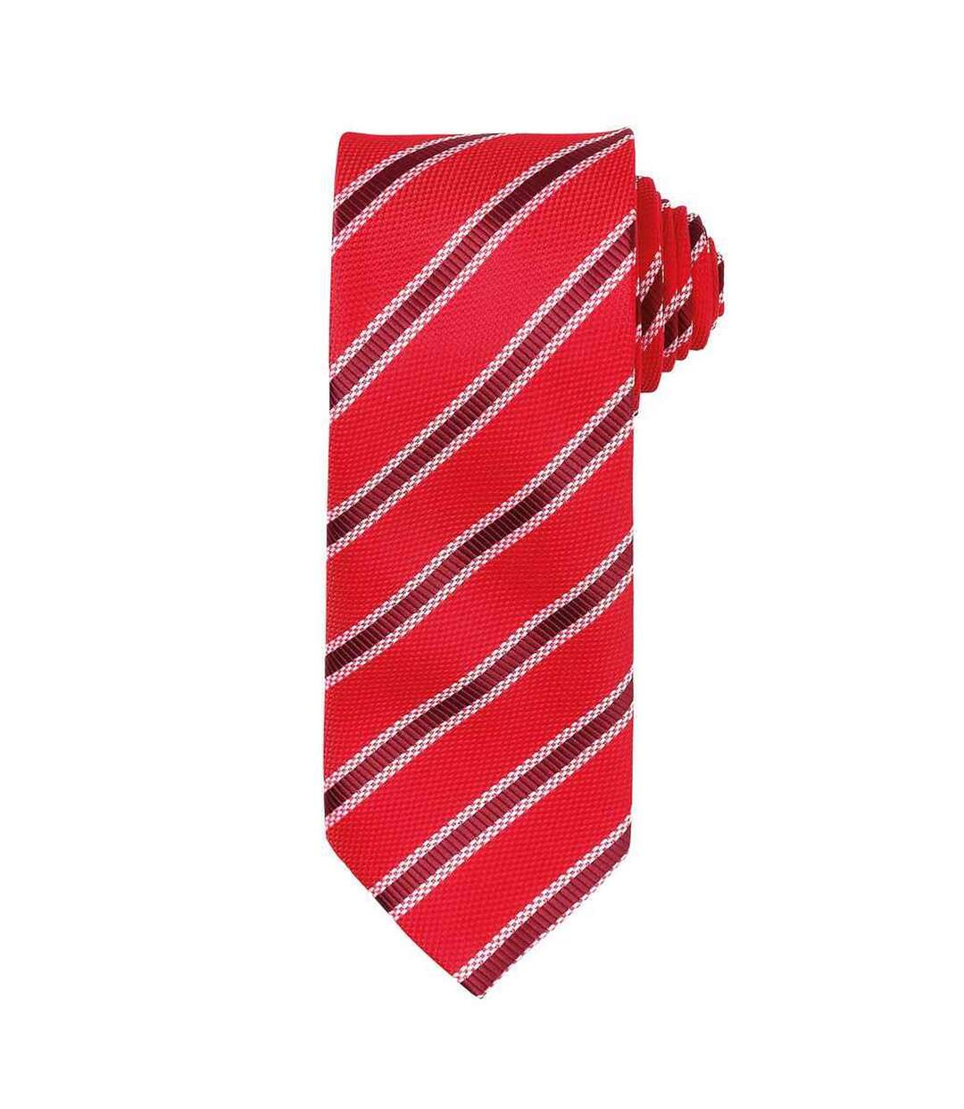 Mens Stripe Waffle Tie One Size Red Burgundy Premier-1