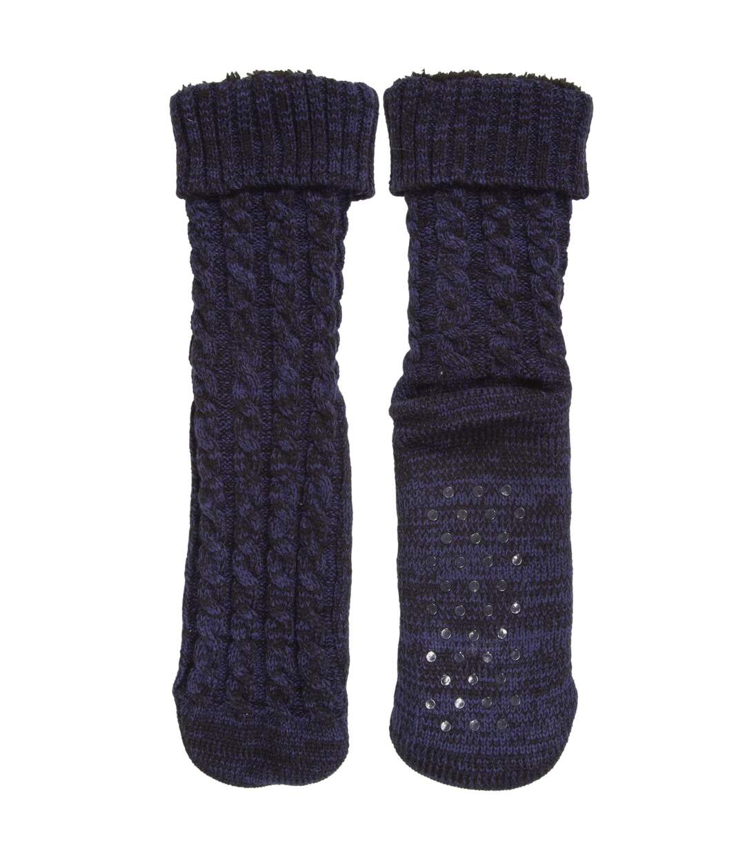 Isotoner Chaussettes d'intérieur homme en maille torsadée - fourrées