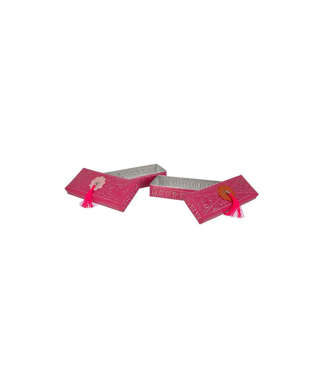 Lot de 2 Boîtes en Métal Gigognes 28cm Rose-2