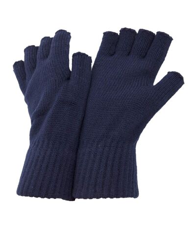 FLOSO Mens Winter Fingerless Gloves (Navy)