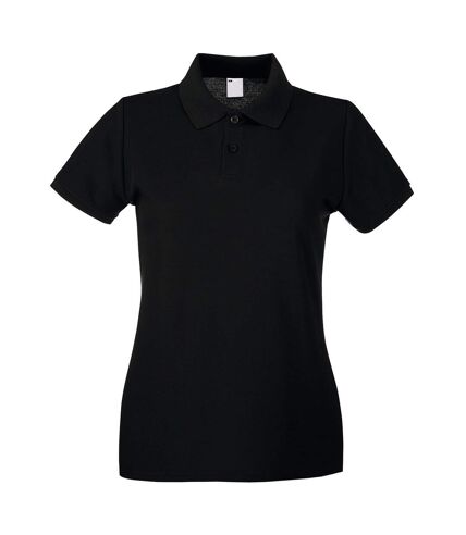 Womens/Ladies Fitted Short Sleeve Casual Polo Shirt (Jet Black)