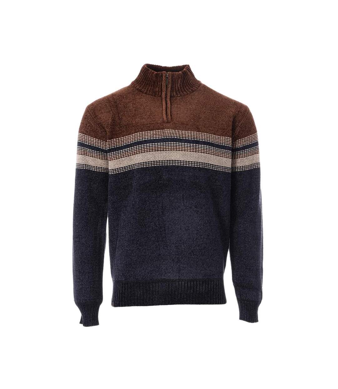 Pull Marine/Marron Homme RMS26 Chenille - L-1