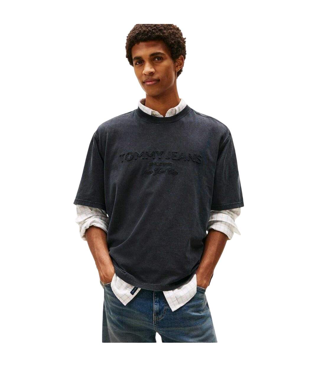 T-shirt Motif/style Brodé 90s Homme Noir Tommy Jeans-1