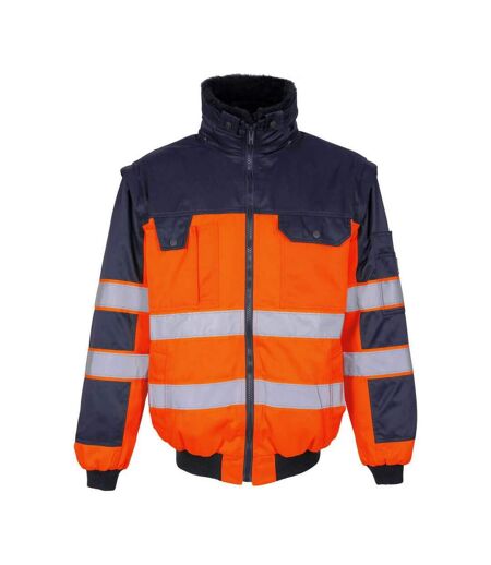 Blouson Pilote Safe Image Livigno Homme Orange Fluo Bleu Marine Mascot