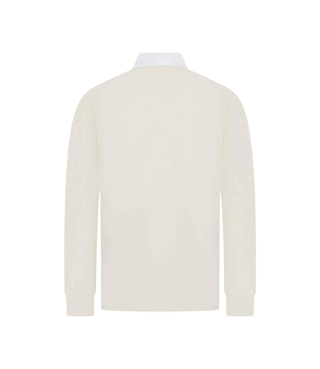Mens premium long sleeve rugby shirt/top natural Front Row-2