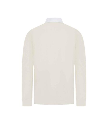 Mens premium long sleeve rugby shirt/top natural Front Row