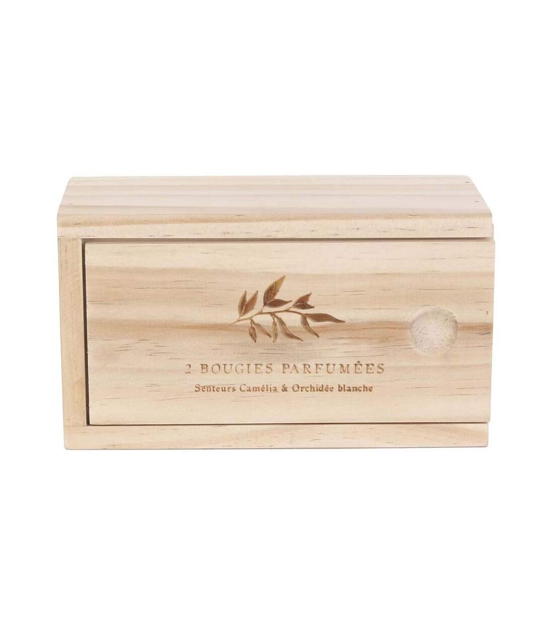 Coffret en bois avec 2 bougies Nature