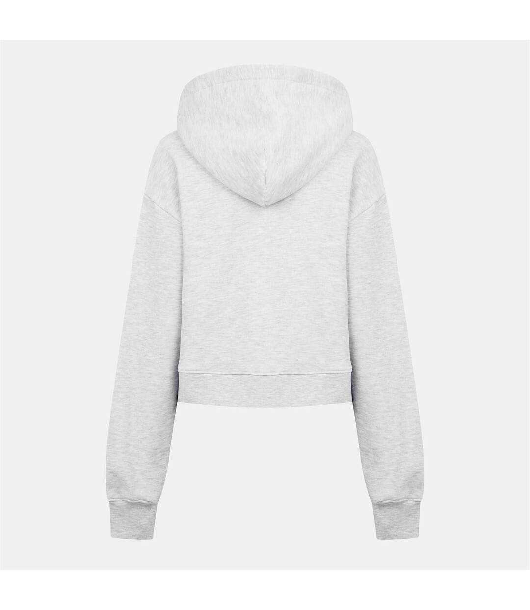 Womens/ladies Applique Logo Cotton Full Zip Hoodie Grey Couture-2