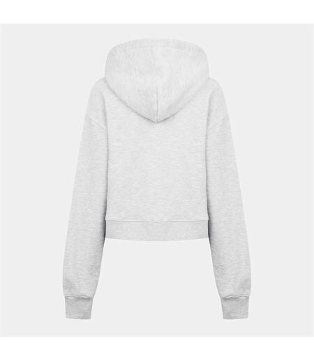 Womens/ladies Applique Logo Cotton Full Zip Hoodie Grey Couture