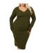 Womens/ladies Notch Neck Midi Dress Dark Khaki Brave Soul-2