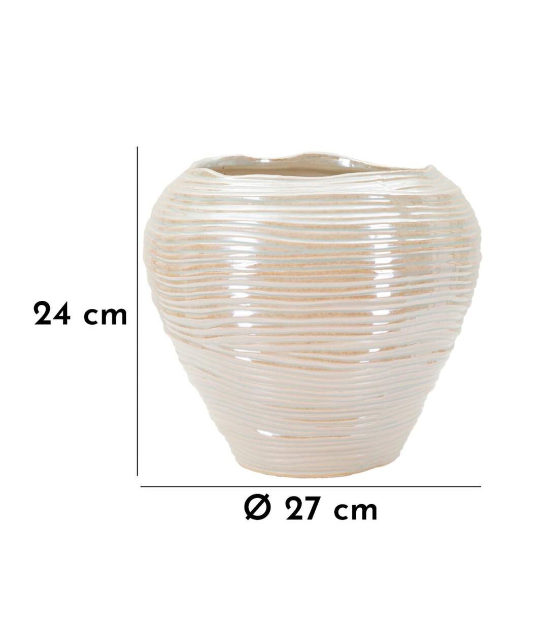 Vase Rond en Céramique Perly 27cm Blanc-5