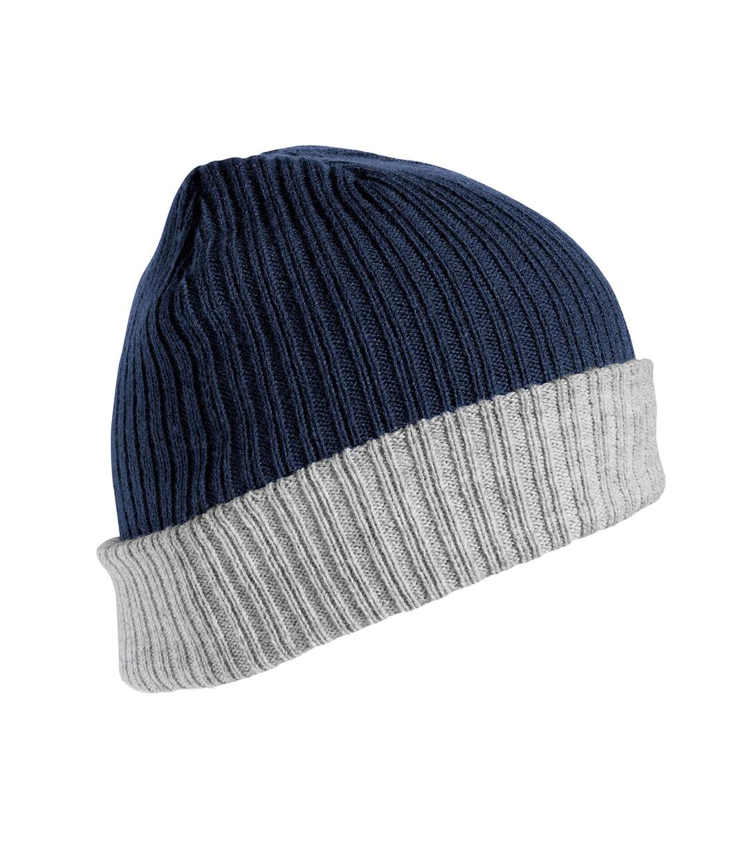 Unisex adult double layered beanie navy/grey Result Winter Essentials-2