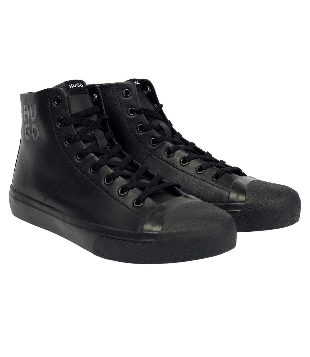 Mens Dyer Leather High Top Trainers Black Hugo-1