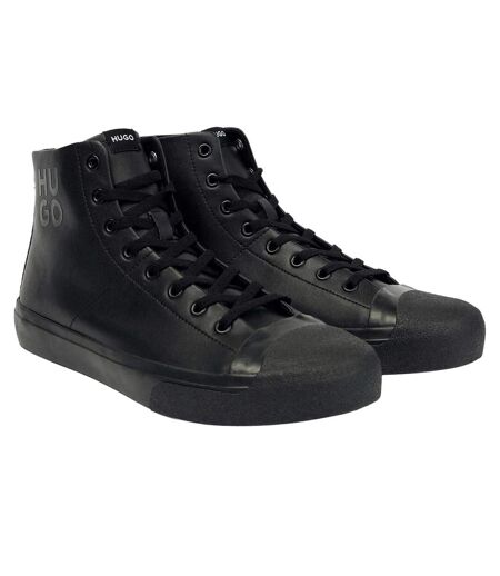 Mens Dyer Leather High Top Trainers Black Hugo
